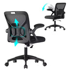 Silla de oficina ergonómica de malla VASAGLE con soporte lumbar ajustable, función de inclinación de 90-105°, asiento ancho, reposabrazos abatibles
