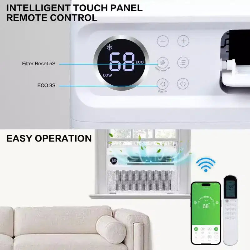 Acondicionador de aire de ventana con inversor Karl Home de 10000 BTU con Wi-Fi y control remoto/por aplicación
