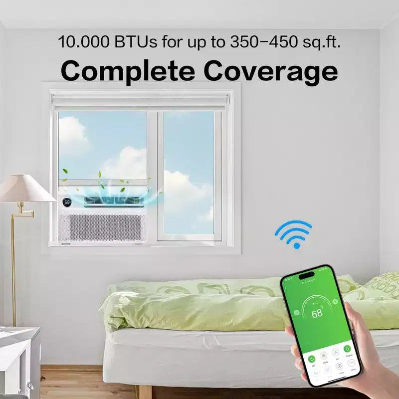 Acondicionador de aire de ventana con inversor Karl Home de 10000 BTU con Wi-Fi y control remoto/por aplicación