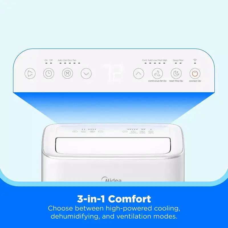 Aire Acondicionado Portátil Midea Inverter Inteligente de 10,000 BTU DOE, para espacios de hasta 41.8 m², Blanco