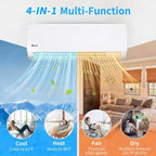 Acondicionador de aire mini split Karl Home de 2 zonas 38000 BTU 20 SEER2 con bomba de calor (12K+24K)