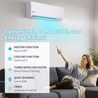 Aire Acondicionado Minisplit con Bomba de Calor de 2 Zonas Karl Home 38000 BTU 20 SEER2 (18K+24K)