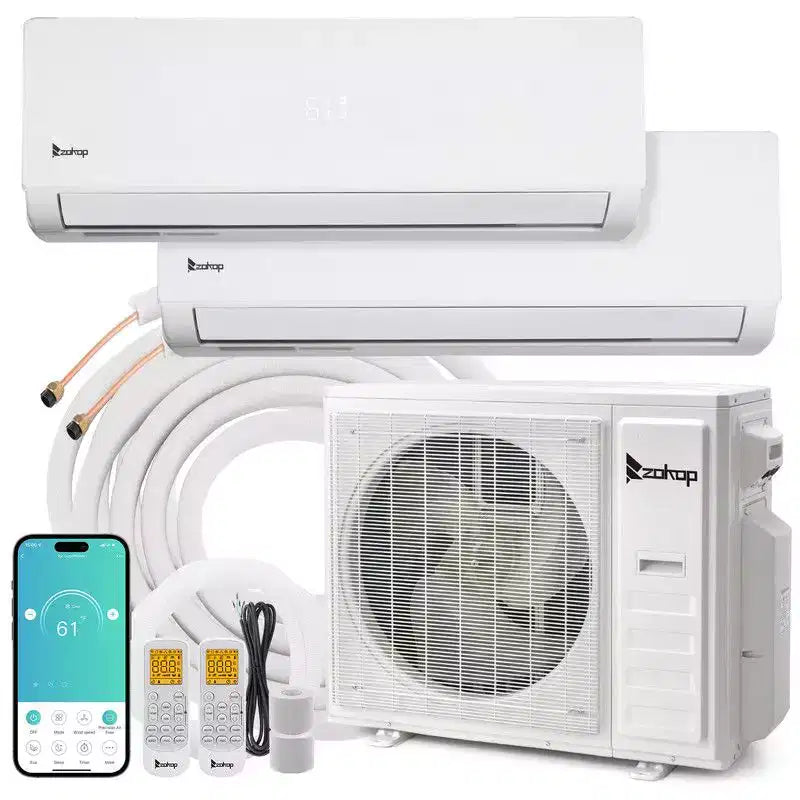 Karl Home 2-Zone 38000 BTU 20 SEER2 Mini Split Air Conditioner with Heat Pump (18K+18K)