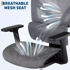 Silla de oficina ergonómica de malla con reposabrazos 4D Soporte lumbar dinámico Respaldo alto reclinable Asiento deslizante Reposacabezas Ruedas silenciosas para estudio en casa y juegos