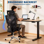 Silla de oficina ergonómica de malla con reposabrazos 4D Soporte lumbar dinámico Respaldo alto reclinable Asiento deslizante Reposacabezas Ruedas silenciosas para estudio en casa y juegos