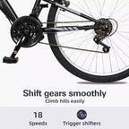 Bicicleta de montaña Hykolity de 26 pulgadas, bicicleta de ciclismo al aire libre de 18 velocidades, cuadro de acero de alto carbono, bicicleta MTB para hombres y mujeres, doble suspensión completa, negra