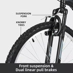 Bicicleta de montaña Hykolity de 26 pulgadas, bicicleta de ciclismo al aire libre de 18 velocidades, cuadro de acero de alto carbono, bicicleta MTB para hombres y mujeres, doble suspensión completa, negra
