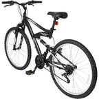 Bicicleta de montaña Hykolity de 26 pulgadas, bicicleta de ciclismo al aire libre de 18 velocidades, cuadro de acero de alto carbono, bicicleta MTB para hombres y mujeres, doble suspensión completa, negra