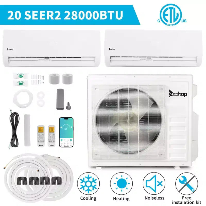 Aire Acondicionado Minisplit con Bomba de Calor Karl Home 2 Zonas 28000 BTU 20 SEER2 (9K+18K)