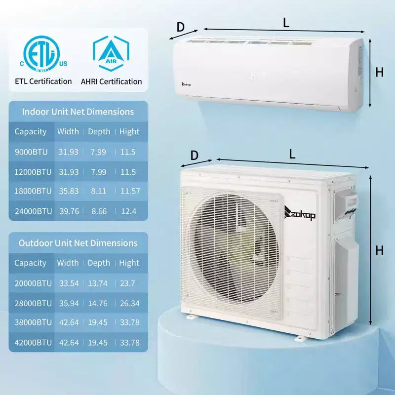 Aire Acondicionado Minisplit con Bomba de Calor Karl Home 2 Zonas 28000 BTU 20 SEER2 (9K+18K)