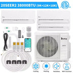 Aire Acondicionado Minisplit con Bomba de Calor Karl Home de 3 Zonas y 38000 BTU, 20 SEER2 (9K+12K+18K)