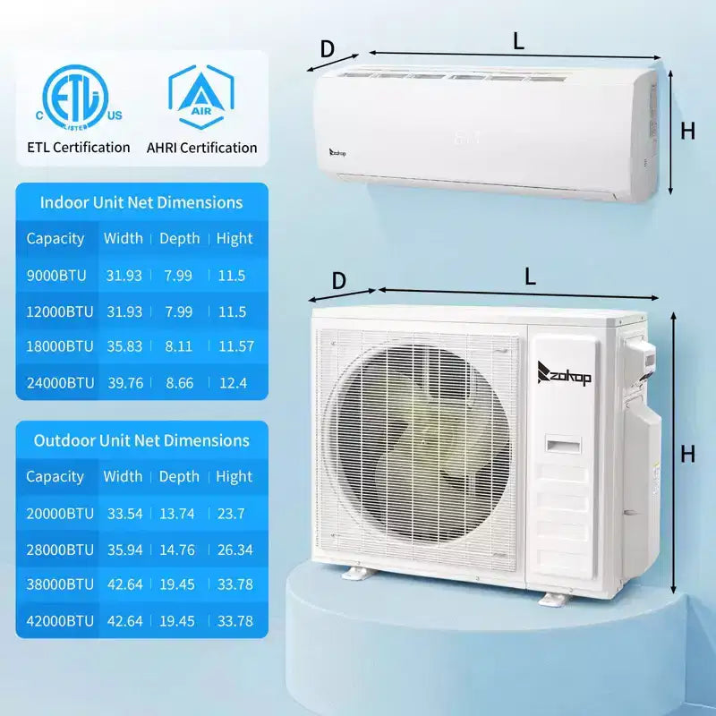Aire Acondicionado Minisplit con Bomba de Calor Karl Home de 3 Zonas y 38000 BTU, 20 SEER2 (9K+12K+18K)
