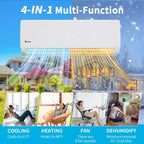 Aire acondicionado mini split Karl Home de 2 zonas, 20000 BTU, 20 SEER2 con bomba de calor (9K+12K)