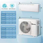 Aire acondicionado mini split Karl Home de 2 zonas, 20000 BTU, 20 SEER2 con bomba de calor (9K+12K)