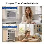 Aire acondicionado de ventana Simzlife de 5000 BTU, aire acondicionado 2 en 1 para 13.9 m², fácil instalación, bajo consumo y funcionamiento silencioso, blanco