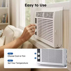 Aire acondicionado de ventana Simzlife de 5000 BTU, aire acondicionado 2 en 1 para 13.9 m², fácil instalación, bajo consumo y funcionamiento silencioso, blanco