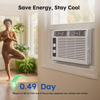 Aire acondicionado de ventana Simzlife de 5000 BTU, aire acondicionado 2 en 1 para 13.9 m², fácil instalación, bajo consumo y funcionamiento silencioso, blanco