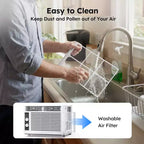 Aire acondicionado de ventana Simzlife de 5000 BTU, aire acondicionado 2 en 1 para 13.9 m², fácil instalación, bajo consumo y funcionamiento silencioso, blanco
