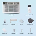 Aire Acondicionado de Ventana de 6,000 BTU, Enfriamiento Turbo Rápido de Hasta 250 Sq.Ft. Apertura Flexible para Ventana (Diseño en T), Unidad de CA de Ventana con Control Remoto y por APP