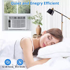 Aire acondicionado de ventana de 6000 BTU, enfría hasta 32,5 metros cuadrados, unidad de aire acondicionado de ventana con control remoto, 3 velocidades de ventilador, modo de reposo, reinicio automático, 115 V/60 Hz, blanco