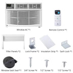 Aire acondicionado de ventana de 8,000 BTU, enfría hasta 32.5 m² con refrigeración, 3 velocidades de ventilador, unidad de aire acondicionado de ventana con control remoto, kit de fácil instalación