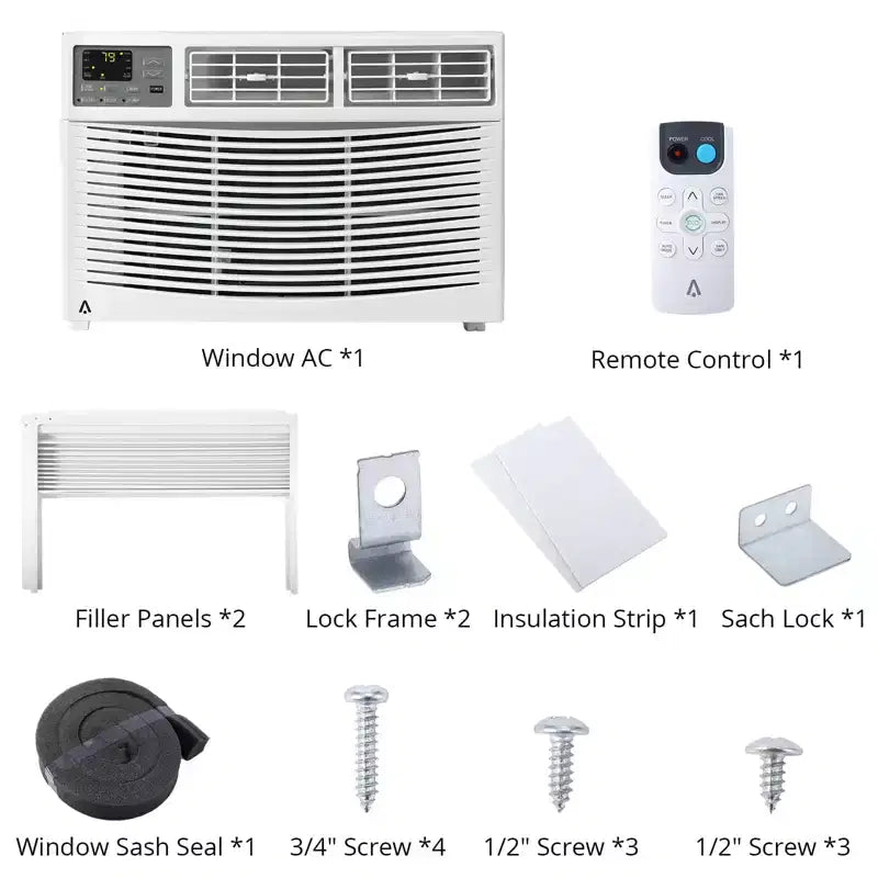 Aire acondicionado de ventana de 8,000 BTU, enfría hasta 32.5 m² con refrigeración, 3 velocidades de ventilador, unidad de aire acondicionado de ventana con control remoto, kit de fácil instalación