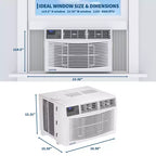 Aire acondicionado de ventana de 8000 BTU con control remoto, enfría habitaciones de hasta 32.5 metros cuadrados, 3 velocidades de enfriamiento y ventilador, funcionamiento silencioso, pantalla digital