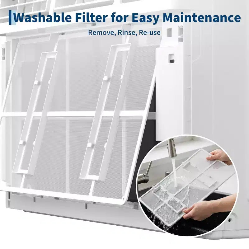 Aire acondicionado de ventana de 8000 BTU con control remoto, enfría habitaciones de hasta 32.5 metros cuadrados, 3 velocidades de enfriamiento y ventilador, funcionamiento silencioso, pantalla digital