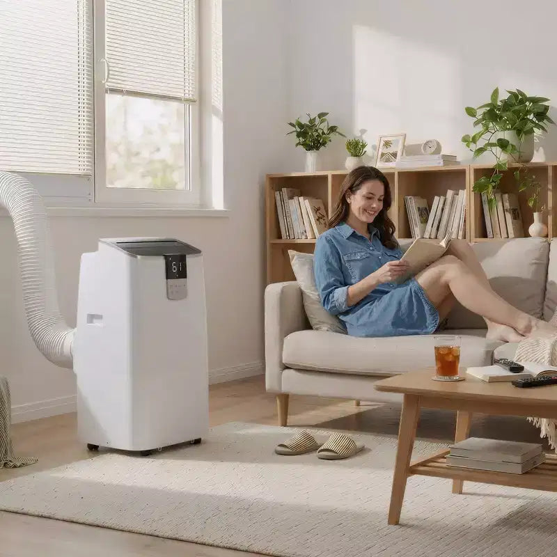 Aire Acondicionado Portátil Silencioso Simzlife de 14000 btu, Enfría 450 Pies Cuadrados, AC Multifuncional, Enfriador de Aire Evaporativo con Deshumidificador, Control Remoto