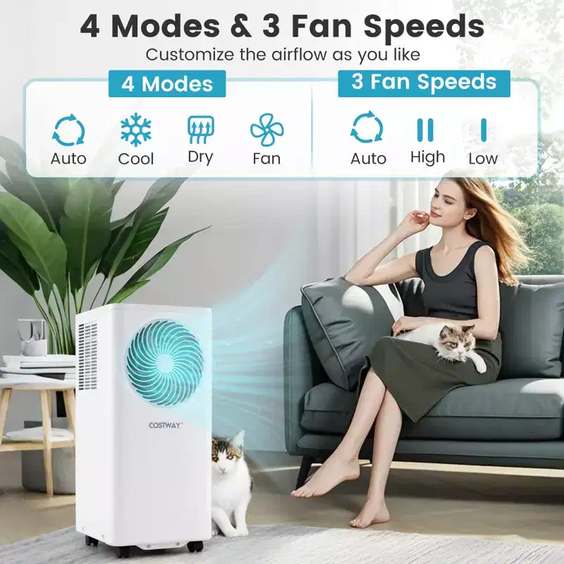 Aire acondicionado portátil Costway 8200/10000 BTU, unidad de suelo 3 en 1 con ventilador y deshumidificador