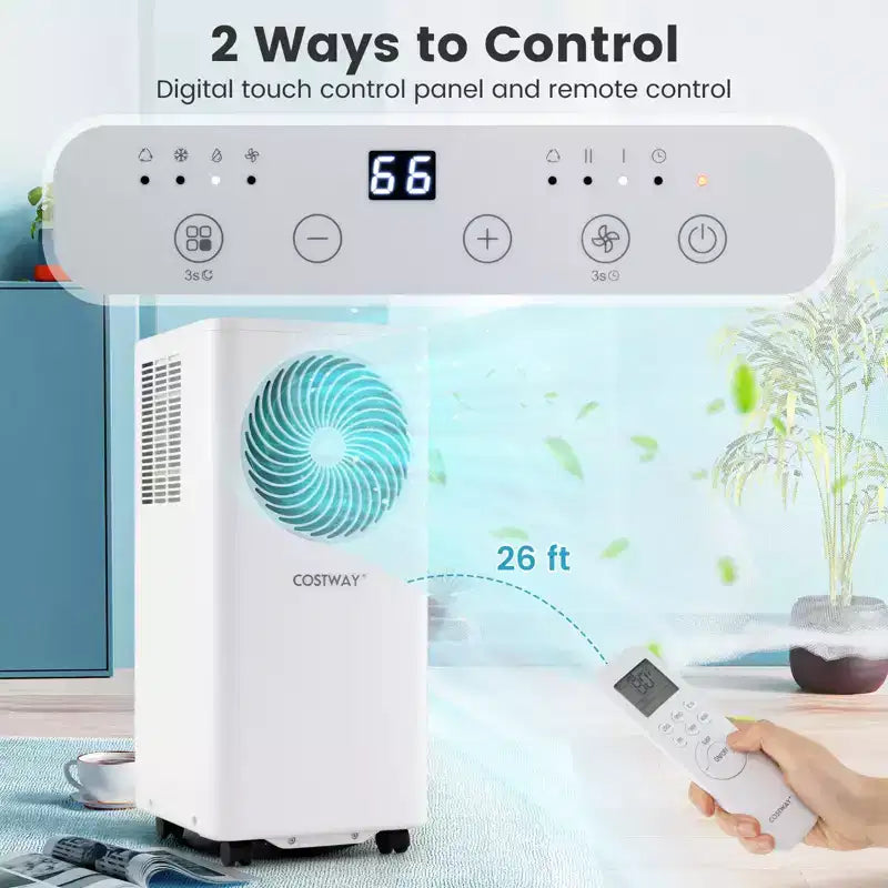 Aire acondicionado portátil Costway 8200/10000 BTU, unidad de suelo 3 en 1 con ventilador y deshumidificador