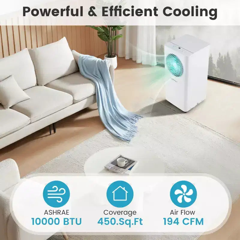 Aire acondicionado portátil Costway 8200/10000 BTU, unidad de suelo 3 en 1 con ventilador y deshumidificador