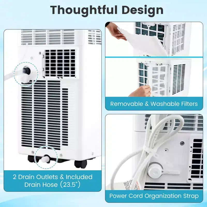 Aire acondicionado portátil Costway 8200/10000 BTU, unidad de suelo 3 en 1 con ventilador y deshumidificador