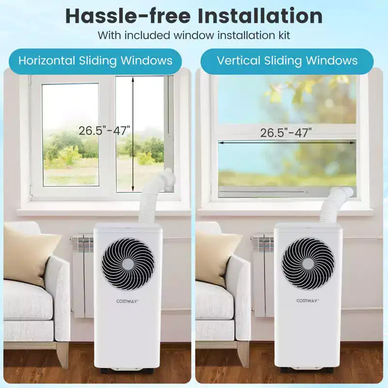 Aire acondicionado portátil Costway 8200/10000 BTU, unidad de suelo 3 en 1 con ventilador y deshumidificador
