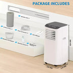 Acondicionador de aire portátil, 8000 BTU, enfriamiento silencioso con control remoto, diseño sin ventilación y autoevaporación, para habitaciones grandes, unidad de aire acondicionado de pie.