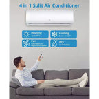 Sistema de aire acondicionado/calefacción Mini Split, Mini Split Inverter de 19 Seer2 para enfriar hasta 41,8/69,7 m², Bomba de calor Mini Split sin conductos