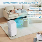 Aire acondicionado portátil de 10,000 BTU 3 en 1 con enfriamiento remoto, deshumidificador y ventilador para 450 pies cuadrados, modo de sueño silencioso, temporizador de 24 horas, kit de ventana