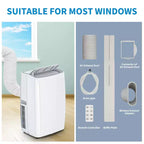 Unidad de aire acondicionado portátil de 14,000 BTU, enfriador, deshumidificador, ventilador, deshumidificación automática, panel táctil LED, kit de ventilación para ventana con control remoto