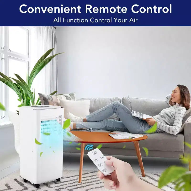 Aire acondicionado portátil de 10000 BTU - Enfriamiento, deshumidificador, ventilador 3 en 1 para habitaciones de hasta 450 pies cuadrados, con control remoto, modo de suspensión, temporizador de 24 horas y fácil movilidad