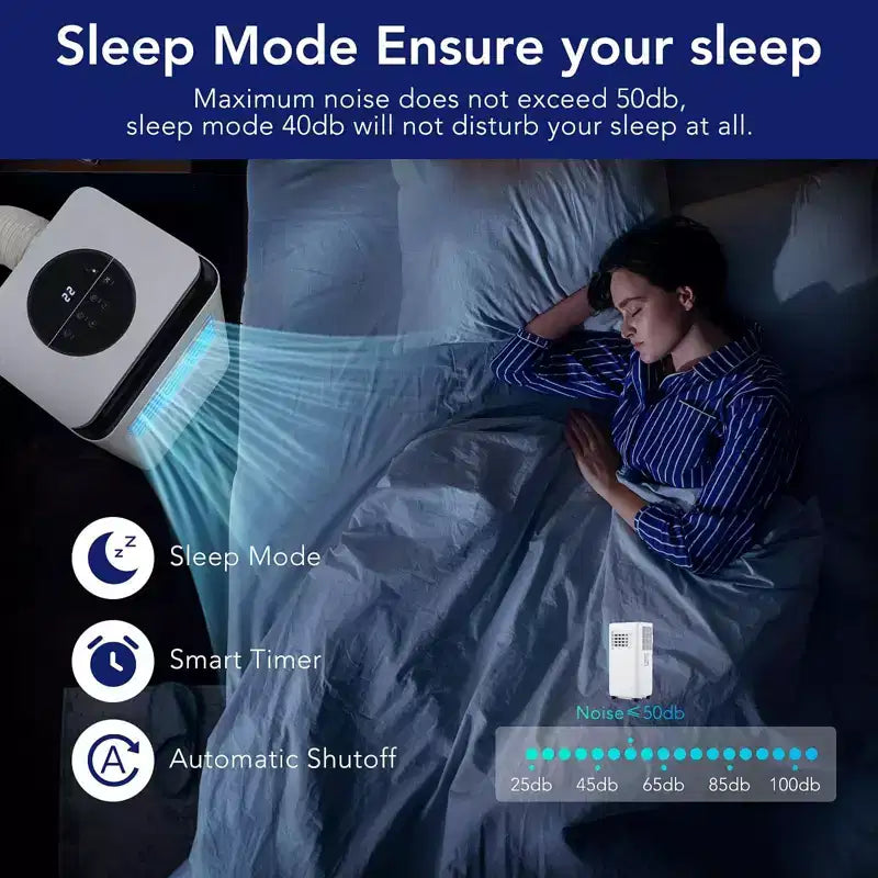 Aire acondicionado portátil de 10000 BTU - Enfriamiento, deshumidificador, ventilador 3 en 1 para habitaciones de hasta 450 pies cuadrados, con control remoto, modo de suspensión, temporizador de 24 horas y fácil movilidad