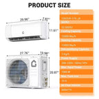 Aire acondicionado mini split de 12,000 BTU, 22 SEER2, refrigeración/calefacción de 750 pies cuadrados, inversor inteligente, control WiFi Alexa, 5 modos (frío/calor/deshumidificación/ventilador/suspensión)