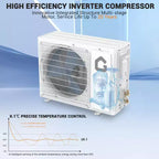 Aire acondicionado mini split de 12,000 BTU, 22 SEER2, refrigeración/calefacción de 750 pies cuadrados, inversor inteligente, control WiFi Alexa, 5 modos (frío/calor/deshumidificación/ventilador/suspensión)