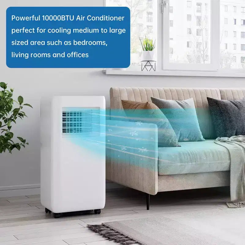 Unidad de aire acondicionado portátil de 10 000 BTU 4 en 1, enfriador, deshumidificador, ventilador, enfriador de aire, modo nocturno silencioso, ventilador de flujo ecológico, kit de ventana con control remoto