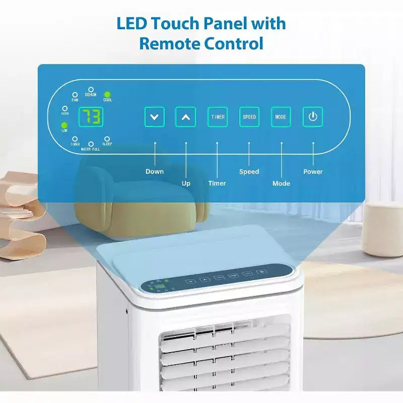 Aire acondicionado portátil de 8000 BTU, unidad de CA portátil 3 en 1 con modos de enfriamiento, deshumidificador y ventilador para habitaciones de hasta 32.5 m²