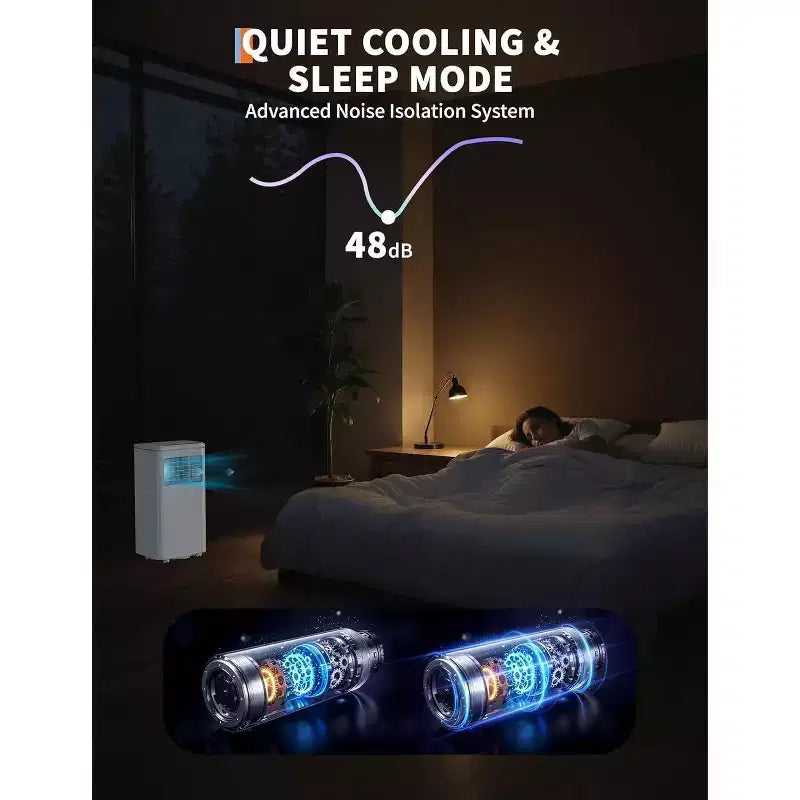 Aire acondicionado portátil de 8000 BTU, unidad de CA portátil 3 en 1 con modos de enfriamiento, deshumidificador y ventilador para habitaciones de hasta 32.5 m²