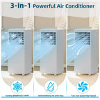 Aire acondicionado portátil de 8000 BTU - CA 3 en 1 para habitaciones de hasta 32.5 m² con control remoto y kit para ventana