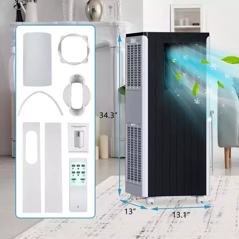 Acondicionador de aire portátil de 8,000 BTU - Unidad de aire acondicionado 3 en 1 para 32.5 m² (blanco) con control remoto y kit para ventana