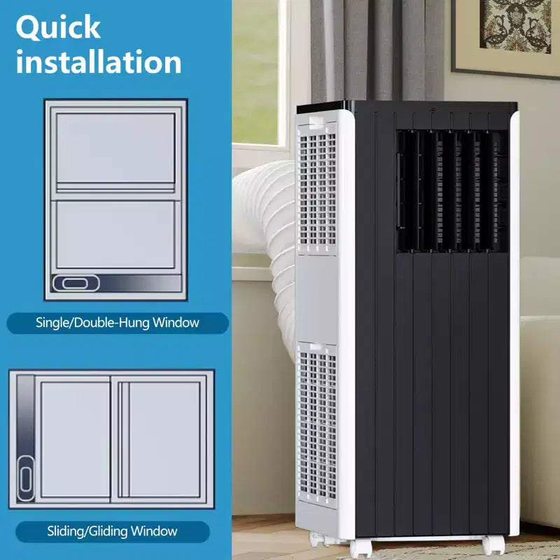 Acondicionador de aire portátil de 8,000 BTU - Unidad de aire acondicionado 3 en 1 para 32.5 m² (blanco) con control remoto y kit para ventana