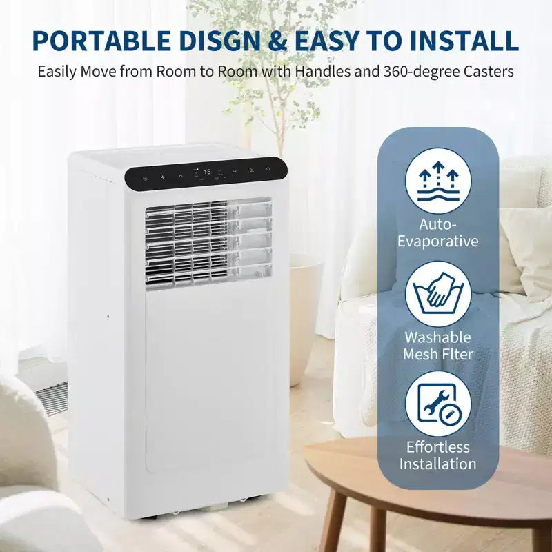 Aire Acondicionado Portátil de 10,000 BTU con Calefactor - Unidad de CA 4 en 1 (Frío/Calor/Deshumidificador/Ventilador) para Habitaciones de Hasta 42 m²