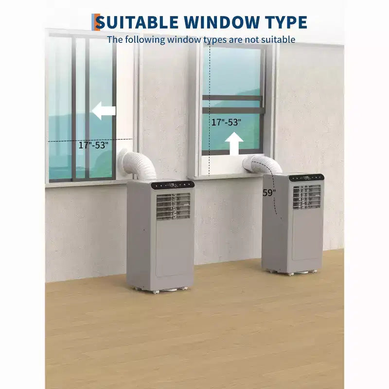 Acondicionador de aire portátil de 8.000 BTU, unidades de CA portátil 4 en 1 para habitaciones con ventilador, deshumidificador, enfría hasta 350 pies cuadrados, aire acondicionado de habitación, control remoto